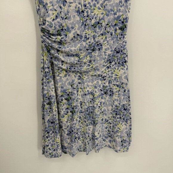 Lauren Ralph Lauren Ruched Sheath Dress Size 12 Floral Sleeveless Stretch Purple - Picture 8 of 10